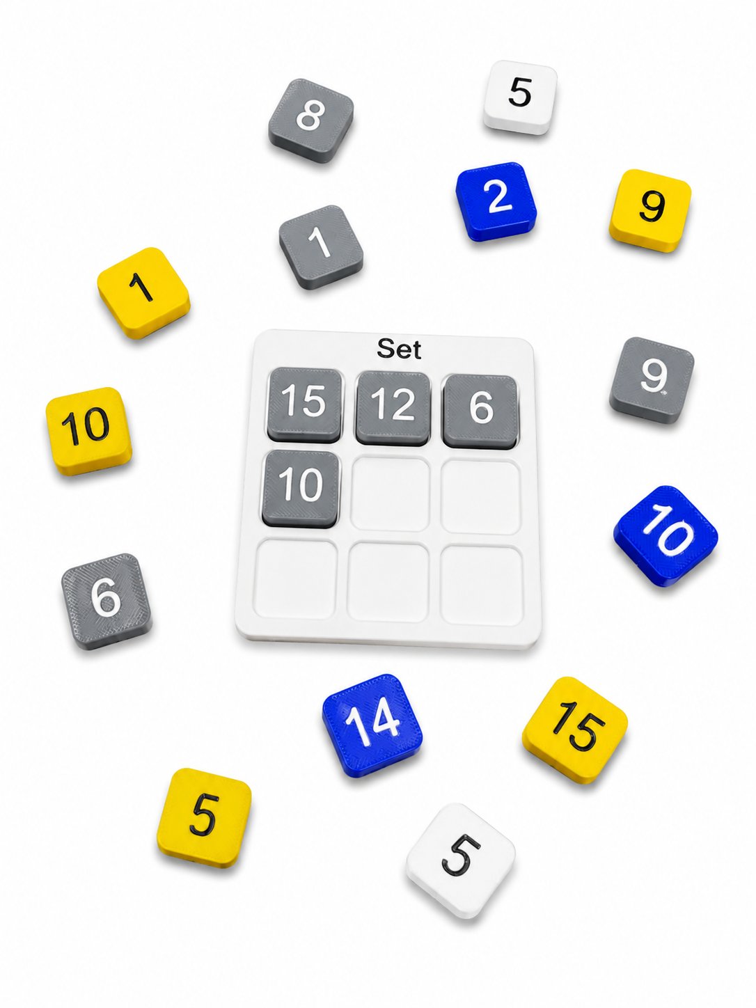 AlgoBlocks set board where each number tile occupies a single slot