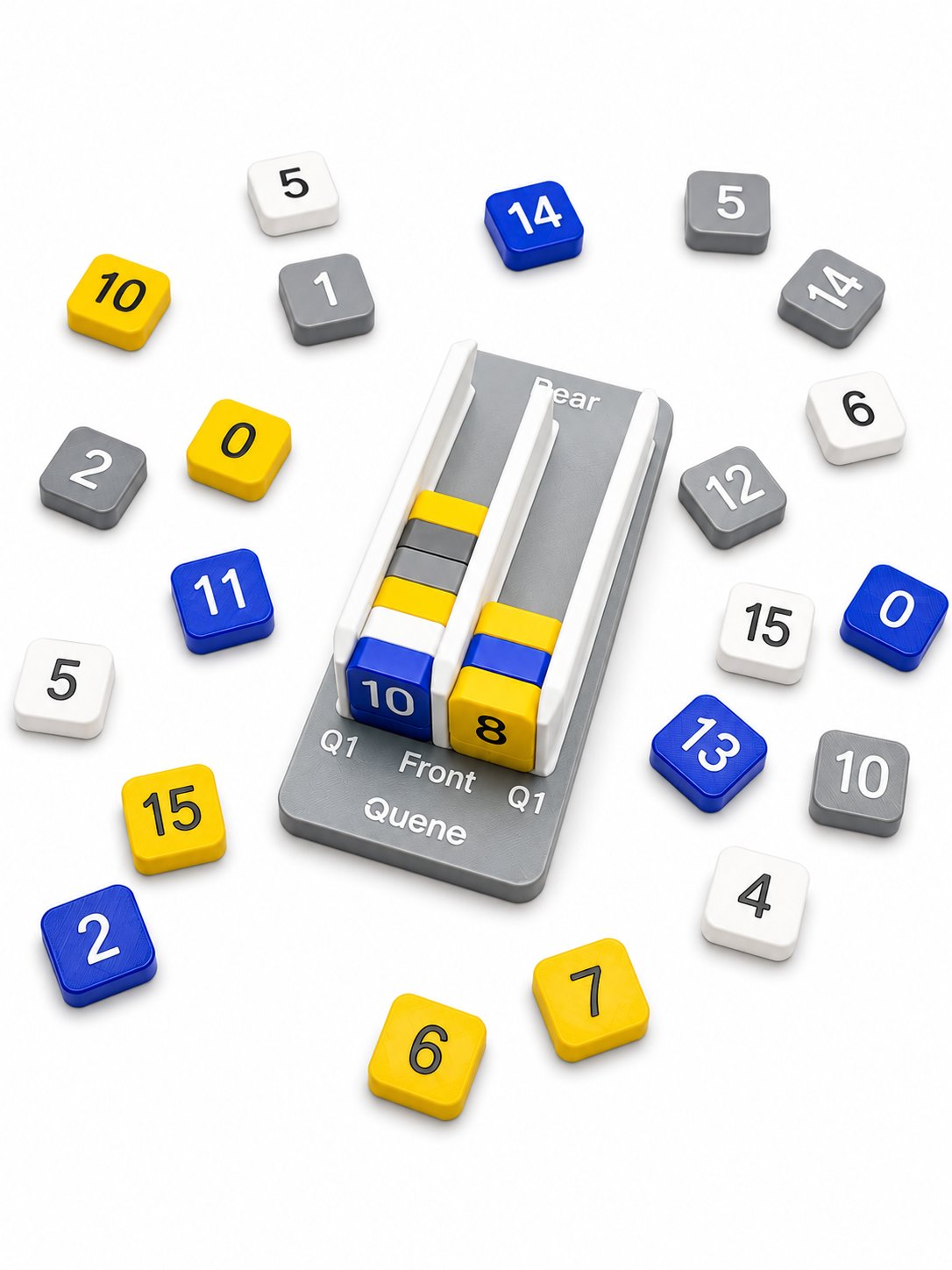 AlgoBlocks queue board with tiles lined up between front and rear